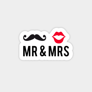 Mr and Mrs, text design with mustache and red lips Sticker